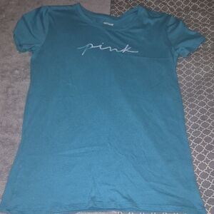 PINK Victoria's Secret Teal Short Sleeve Tee
